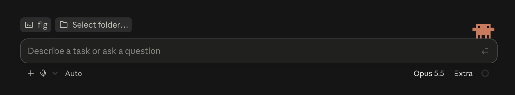 The prompt box with fig in place of Local, and Select folder beside it